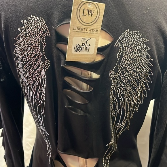 NWT large long sleeve spandex top with cutouts - Picture 2 of 7